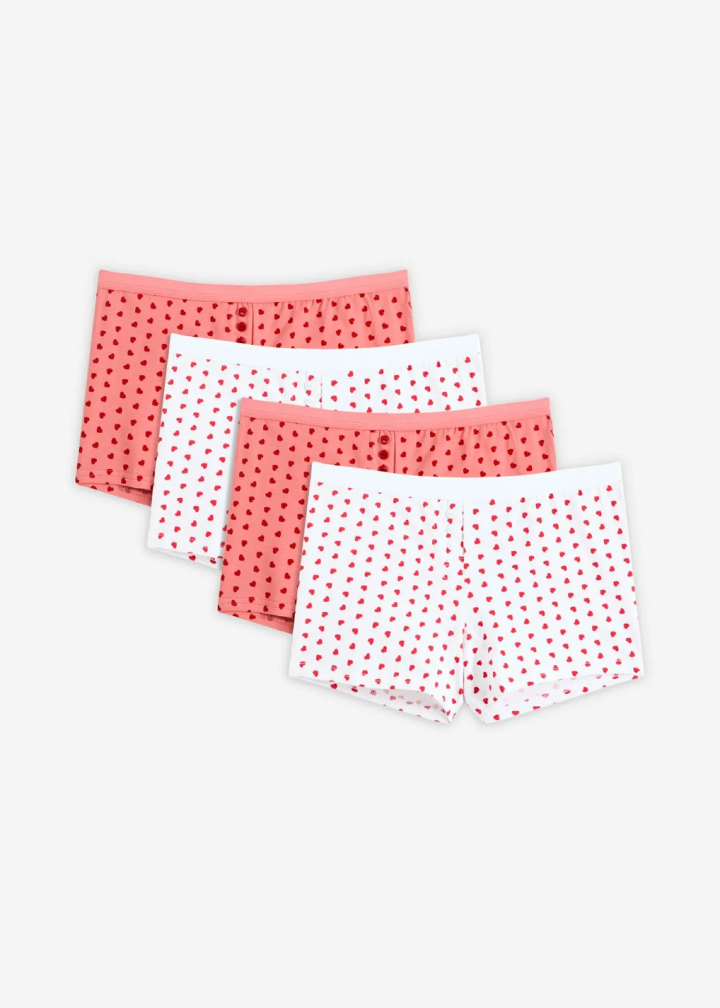 bonprix bonprix Bóxers para mujeres (4 unidades) rojo salsa-rosa coral-blanco