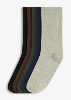 bonprix bonprix Calcetines antipresión de algodón orgánico (5 pares) negro-antracita jaspeado-azul marino-gris claro jaspeado-marrón oscuro Best