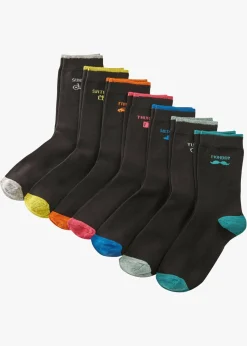 bonprix bonprix Calcetines con algodón orgánico (7 pares) Negro estampado Discount