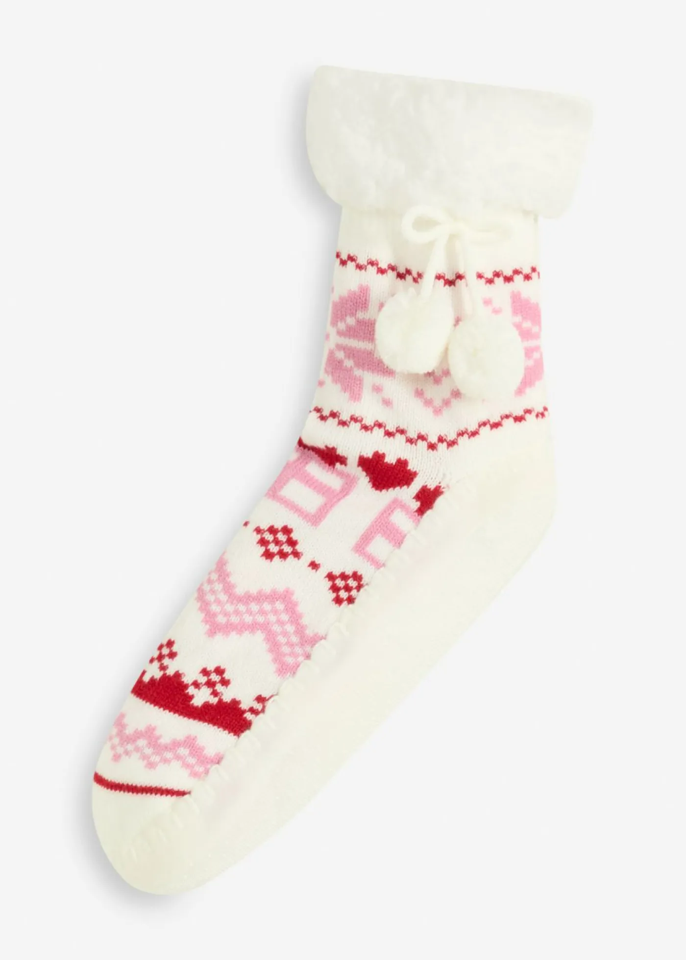 bonprix bonprix Calcetines con forro de peluche y suela cosida rosa-blanco lana-rojo Hot