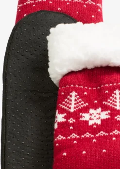 bonprix bonprix Calcetines con suela cosida y forro de peluche Rojo oscuro estampado Clearance