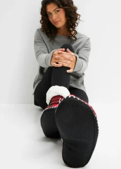 bonprix bonprix Calcetines con suela cosida y forro de peluche negro/magenta/blanco/rojo a cuadros Best