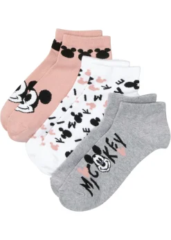 bonprix Disney Calcetines cortos de Mickey Mouse (3 pares) Gris jaspeado-negro-blanco