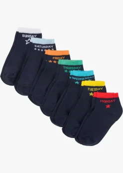 bonprix bonprix Calcetines cortos para niños (7 unidades) Azul oscuro con días de la semana Discount