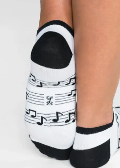 bonprix bonprix Calcetines cortos (6 pares) de algodón orgánico Negro-blanco estampado Hot