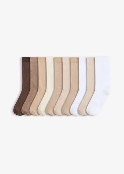 bonprix bonprix Calcetines de algodón orgánico (10 unidades) Marrón + blanco + beige Best