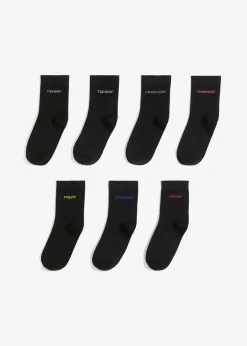 bonprix bonprix Calcetines de algodón orgánico (7 pares) Negro estampado Best