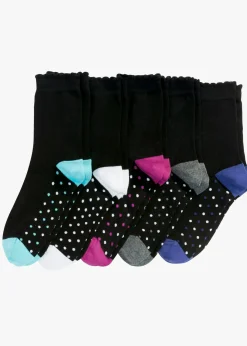 bonprix bonprix Calcetines de algodón orgánico (5 pares) Negro-multicolor de lunares Online