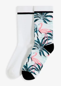 bonprix bonprix Calcetines deportivos con algodón orgánico y felpa en la suela (2 pares) blanco-azul bondi-rosa paraíso-negro-rosa pálido-verde botella-topacio Outlet