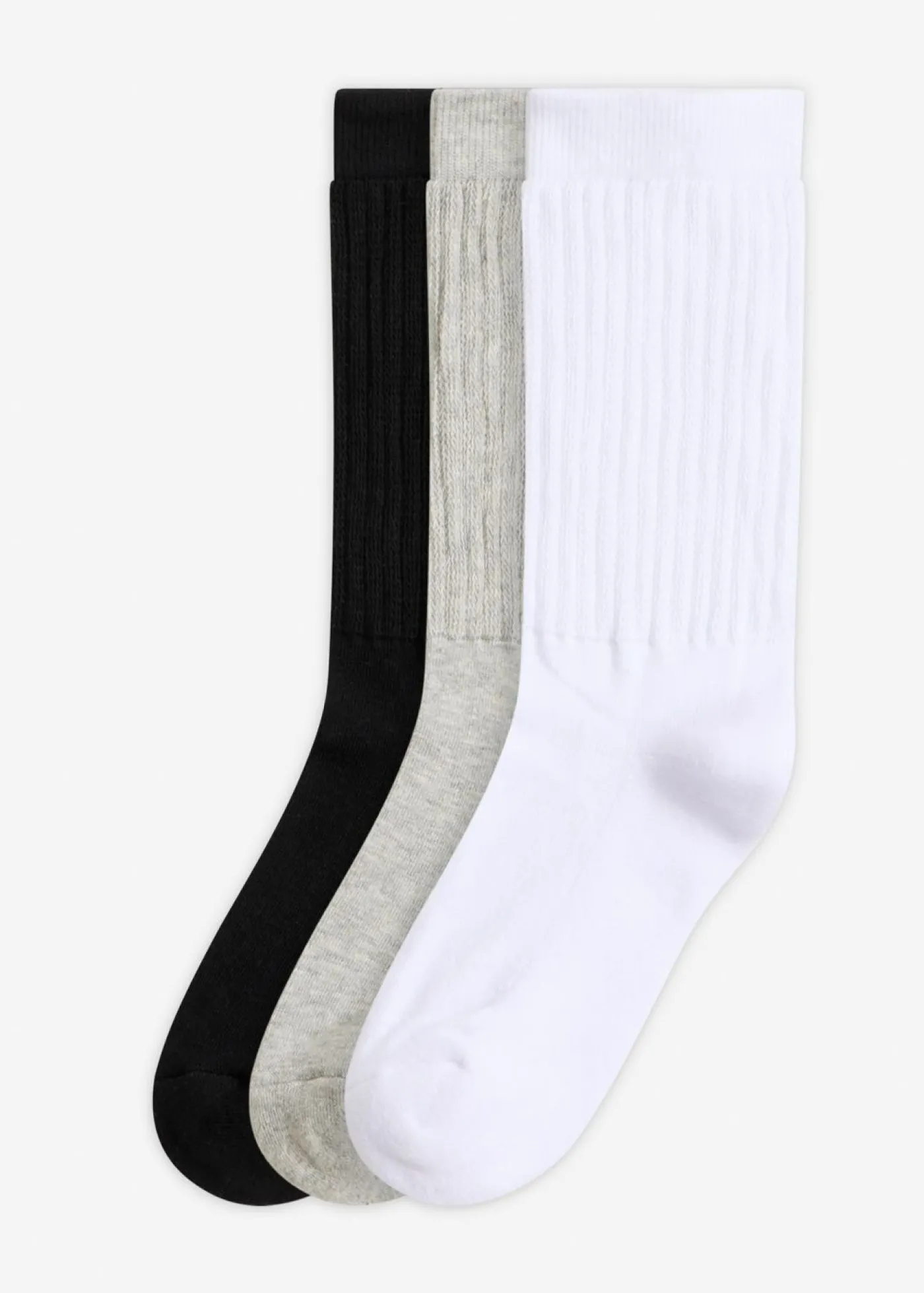 bonprix bonprix Calcetines deportivos con algodón orgánico (3 pares) Negro-blanco-gris claro jaspeado Outlet