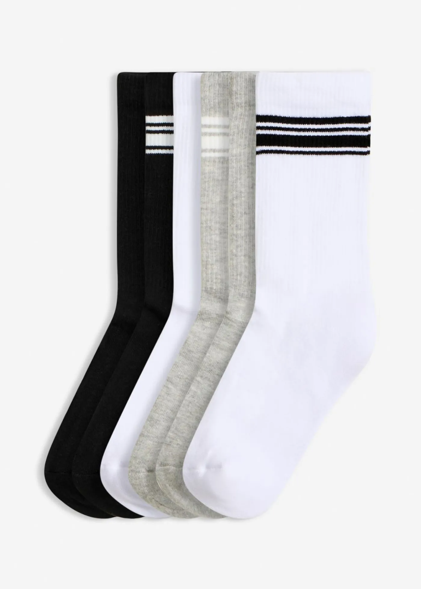 bonprix bonprix Calcetines deportivos con algodón orgánico (6 pares) Blanco + gris claro jaspeado + negro New