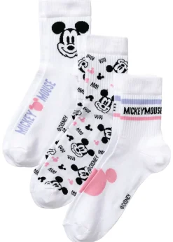 bonprix Disney Calcetines deportivos de Mickey Mouse (3 unidades) Blanco Sale