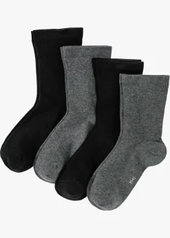 bonprix bonprix Calcetines sin presión en el borde (4 pares) Negro + antracita jaspeado Sale