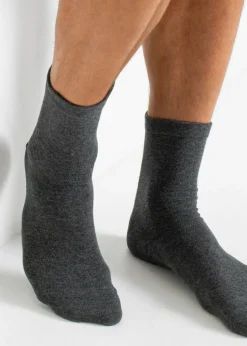 bonprix bonprix Calcetines sin presión en el borde (4 pares) Negro + antracita jaspeado Sale