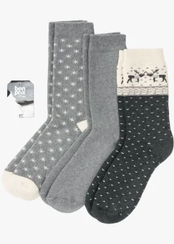bonprix bonprix Calcetines térmicos con algodón orgánico (3 pares) Gris jaspeado Best