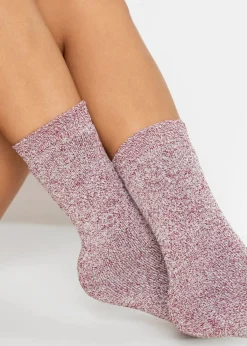 bonprix bonprix Calcetines térmicos de rizo (5 unidades) con algodón orgánico Negro/rojo oscuro jaspeado Clearance