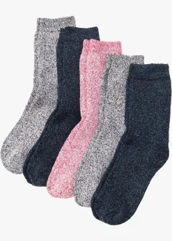 bonprix bonprix Calcetines térmicos de rizo (5 unidades) con algodón orgánico Azul/gris/rosa jaspeado New