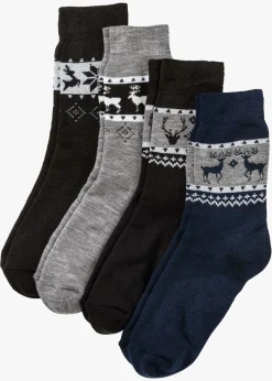 bonprix bonprix Calcetines térmicos unisex (paquete de 4 unidades) Negro-azul-gris jaspeado Discount