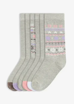 bonprix bonprix Calcetines con algodón orgánico (6 pares) Gris claro jaspeado + gris claro jaspeado estampado Clearance
