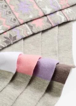 bonprix bonprix Calcetines con algodón orgánico (6 pares) Gris claro jaspeado + gris claro jaspeado estampado Clearance