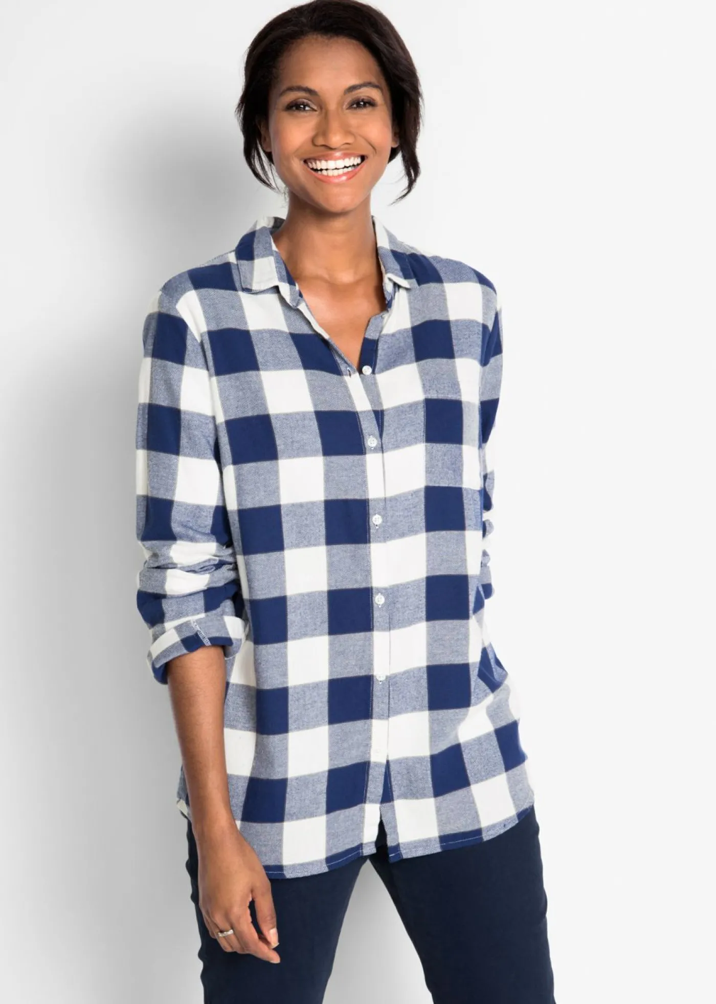 bonprix bonprix Camisa de franela azul medianoche. a cuadros Hot