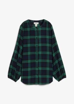 bonprix bonprix Camisa de franela de algodón puro azul marino-verde gema a cuadros Hot