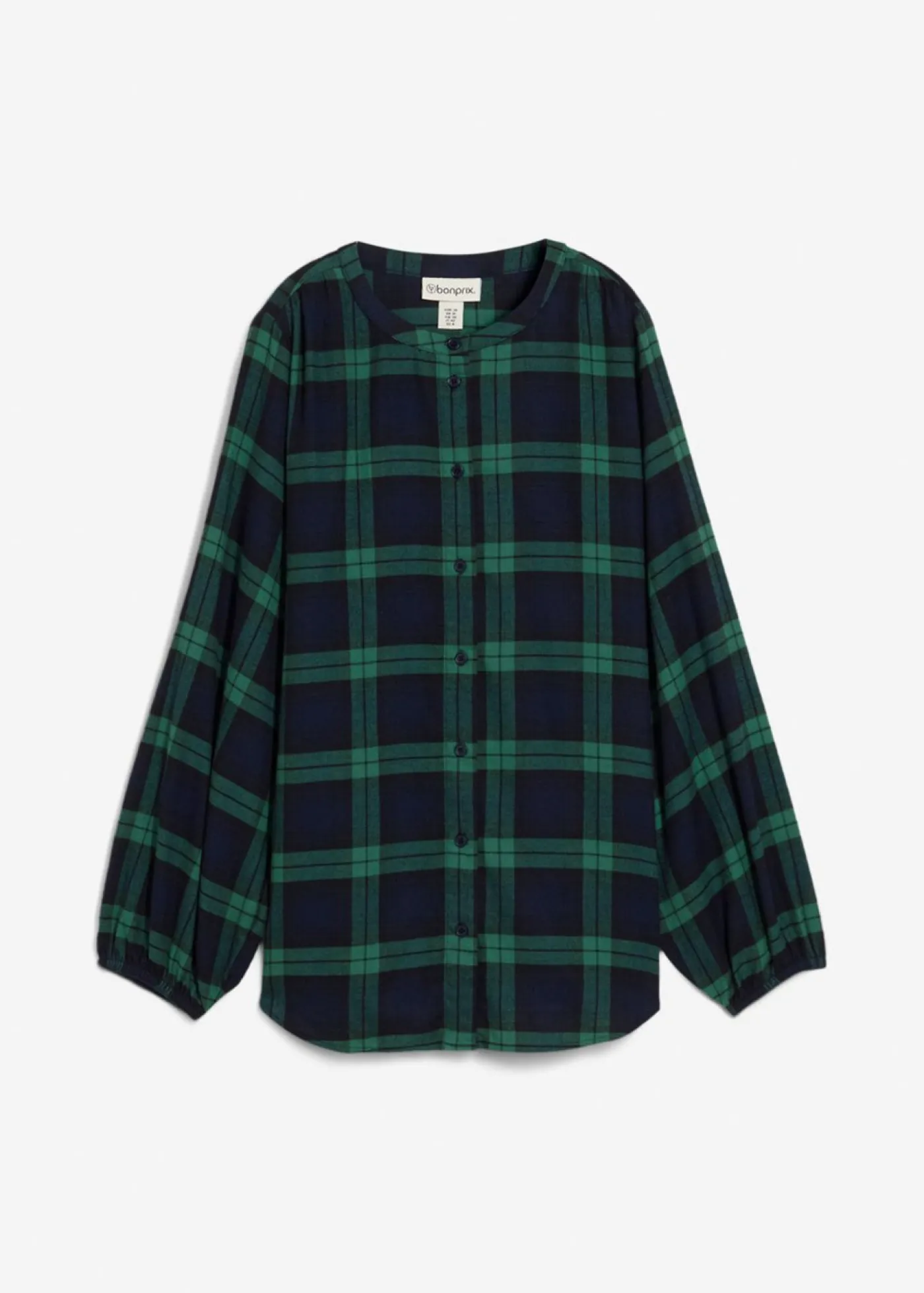 bonprix bonprix Camisa de franela de algodón puro azul marino-verde gema a cuadros Hot