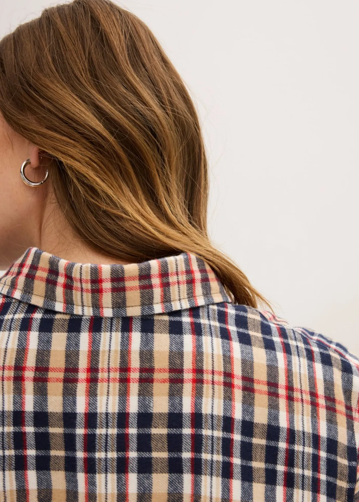 bonprix bonprix Camisa de franela de algodón puro blanco perla-azul tinta-caqui claro-rojo lava a cuadros New