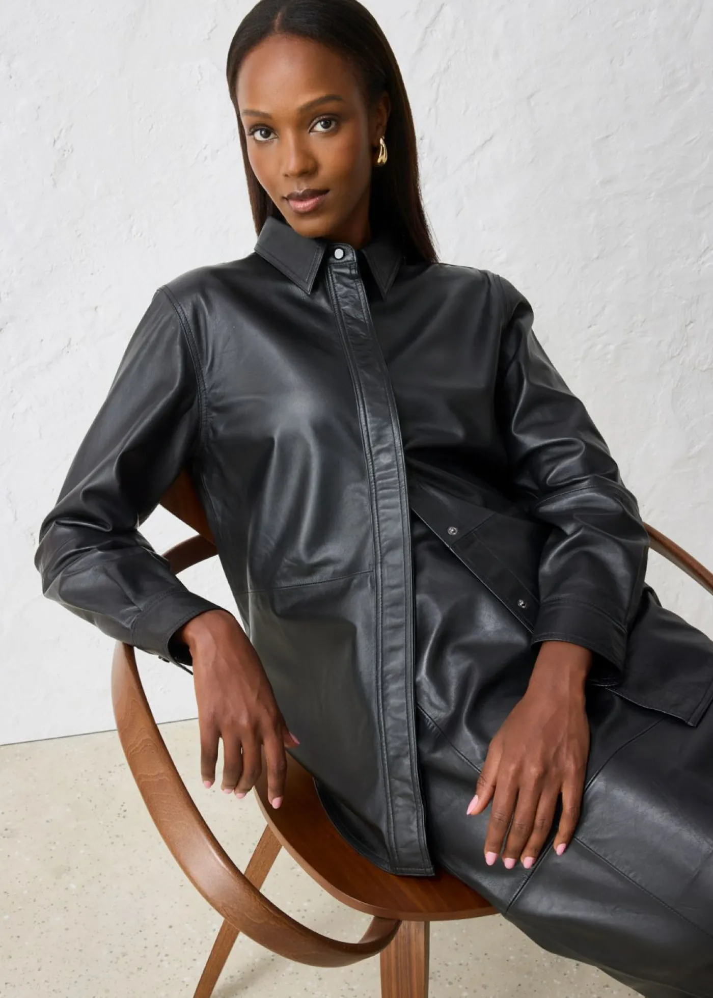 bonprix bonprix Camisa de napa de cordero Negro Outlet