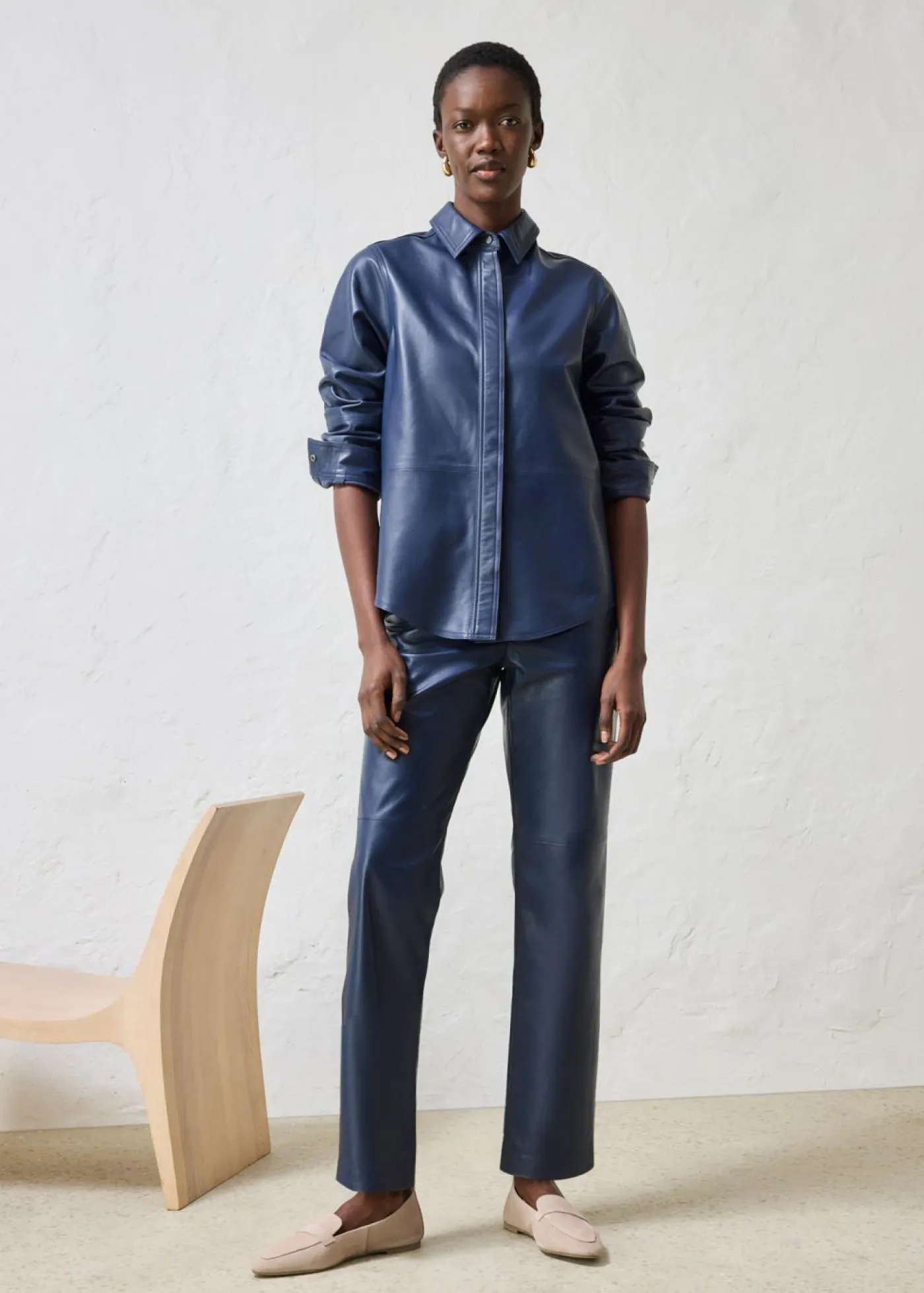 bonprix bonprix Camisa de napa de cordero Azul marino New