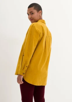 bonprix bonprix Camisa de pana con abertura lateral Oro ocre Discount