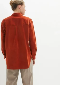 bonprix bonprix Camisa de pana con abertura lateral rojo castaño Outlet