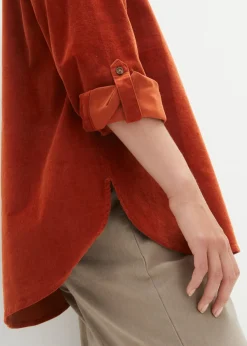 bonprix bonprix Camisa de pana con abertura lateral rojo castaño Outlet
