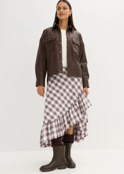 bonprix bonprix Camisa de piel sintética con efecto desgastado Marrón oscuro New