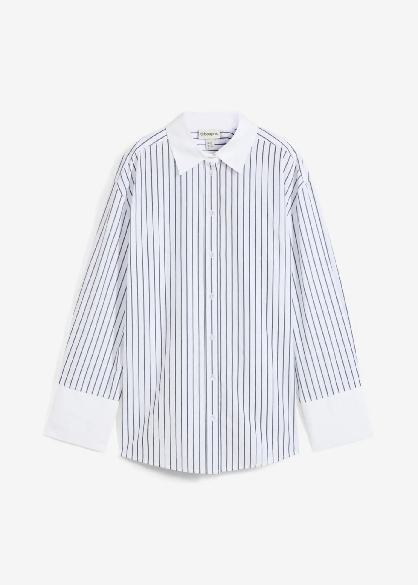 bonprix bonprix Camisa holgada de algodón puro Blanco-azul marino con rayas Best