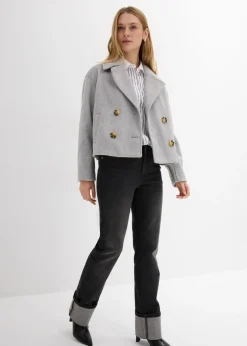 bonprix bonprix Camisa holgada de algodón puro Blanco-azul marino con rayas Best