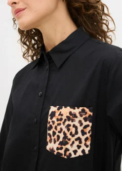 bonprix bonprix Camisa oversize con bolsillo en contraste estampado leo negro Best