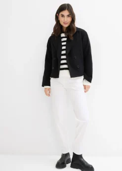 bonprix bonprix Camisa oversize de algodón con mangas 3/4 Negro Online