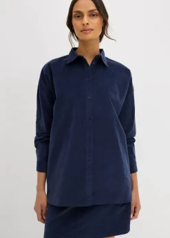 bonprix bonprix Camisa oversize de pana Azul marino New