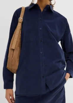bonprix bonprix Camisa oversize de pana Azul marino New