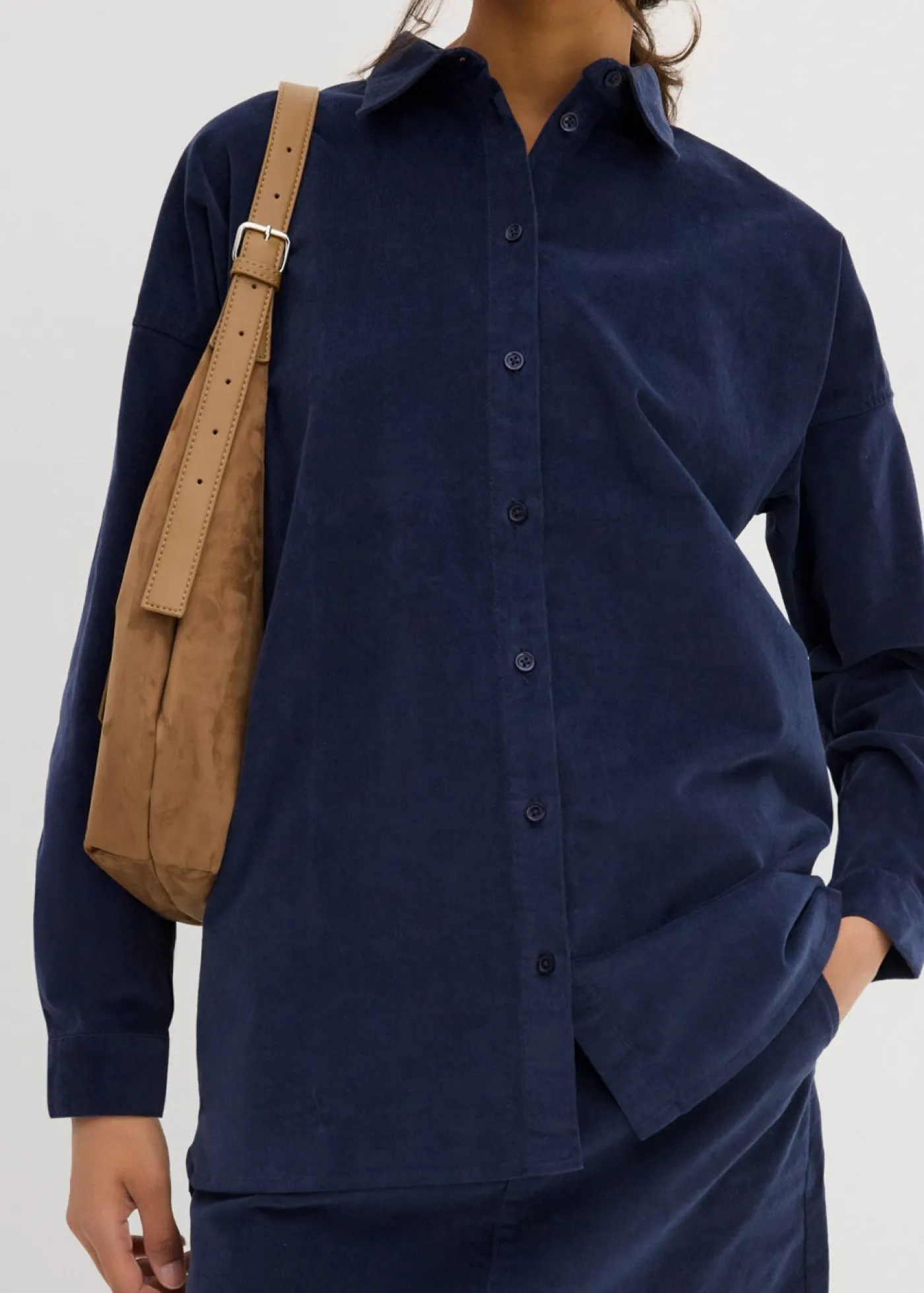 bonprix bonprix Camisa oversize de pana Azul marino New