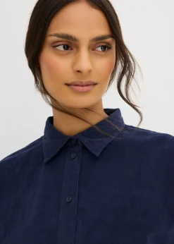 bonprix bonprix Camisa oversize de pana Azul marino New