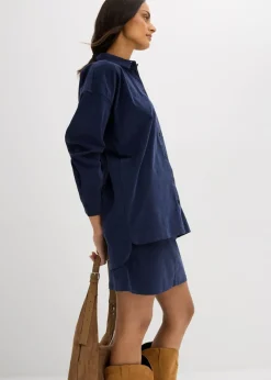 bonprix bonprix Camisa oversize de pana Azul marino New
