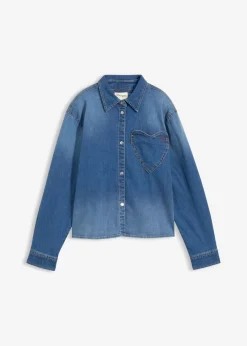 bonprix bonprix Camisa vaquera con algodón orgánico azul claro denim Outlet