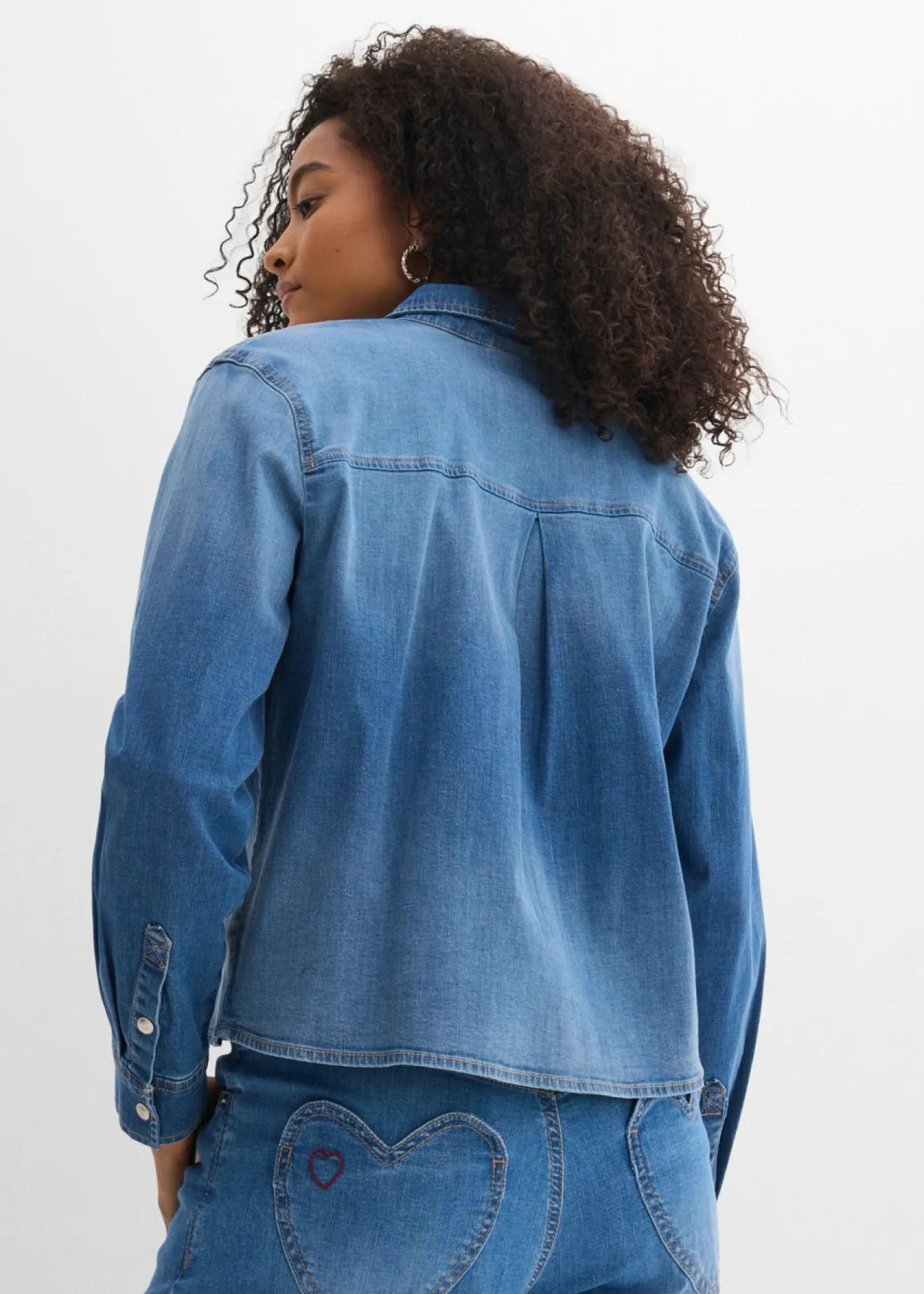 bonprix bonprix Camisa vaquera con algodón orgánico azul claro denim Outlet
