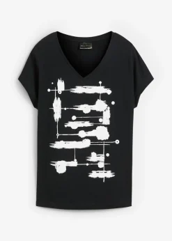 bonprix bonprix Camiseta Negro-blanco estampado