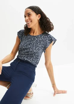 bonprix bonprix Camiseta Azul marino-blanco de flores Sale