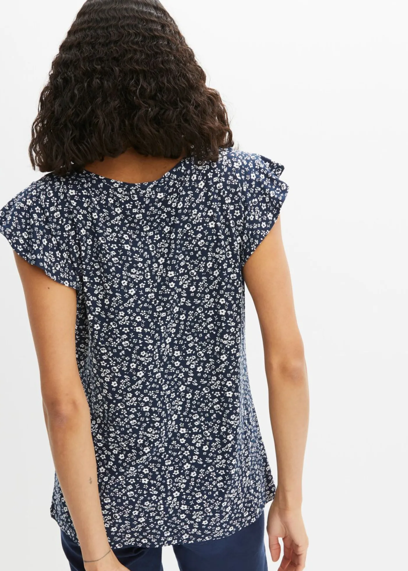 bonprix bonprix Camiseta Azul marino-blanco de flores Sale