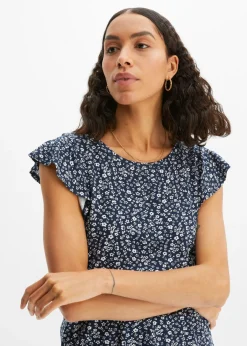 bonprix bonprix Camiseta Azul marino-blanco de flores Sale