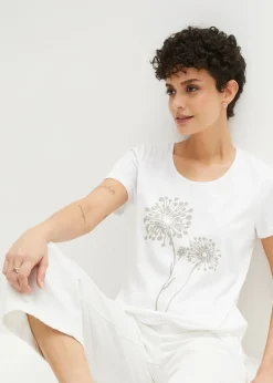 bonprix bonprix Camiseta Blanco-plateado mate estampado Outlet
